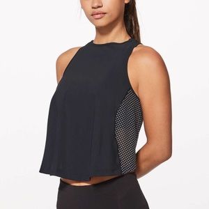 Lululemon Black & Reflective Polka Dot Silver Shine Bright Tank